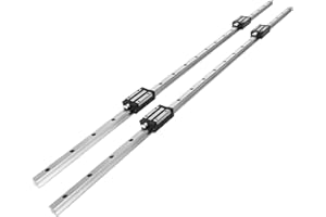 Happybuy Linear Rail 2X HGH 20-1200mm Linear Slide Rail + 4X Pillow Block Carriage Bearing Block Linear Guideway Rail for Automated Machines and Equipments