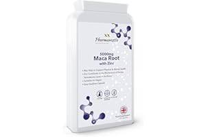 PHARMANOSTIX Maca Root Capsules - 120 x 5000mg - Supplement for Men and Women - Powder Extract with Added Zinc - Energy, Mood, Performance & Testosterone Booster - High Strength, Vegan & Vegetarian