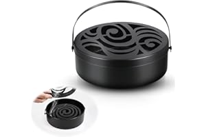 YUWJOOWEE Beweglicher Moskito Spulenhalter, Räucherspiralen Mückenspirale Halter, Rund Hohle Metall Mückenspirale Behälter, Räucher Halterung Spulenbox Aromatherapie, Räucherstäbchenhalter Mücken