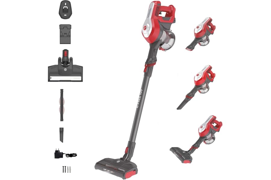Hoover H-FREE 100 HF122RH 011 Cordless Electric Broom, Bagless, Cyclonic, Battery 22 V, 40 Min Autonomy, Grey