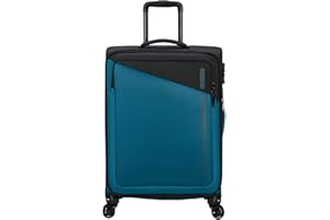American Tourister DASH AMERICANO TORISTER DAMING - Spinner M, Suitcase espandibile, 66,5 cm, 67/75 L, nero/blu (nero/blu)
