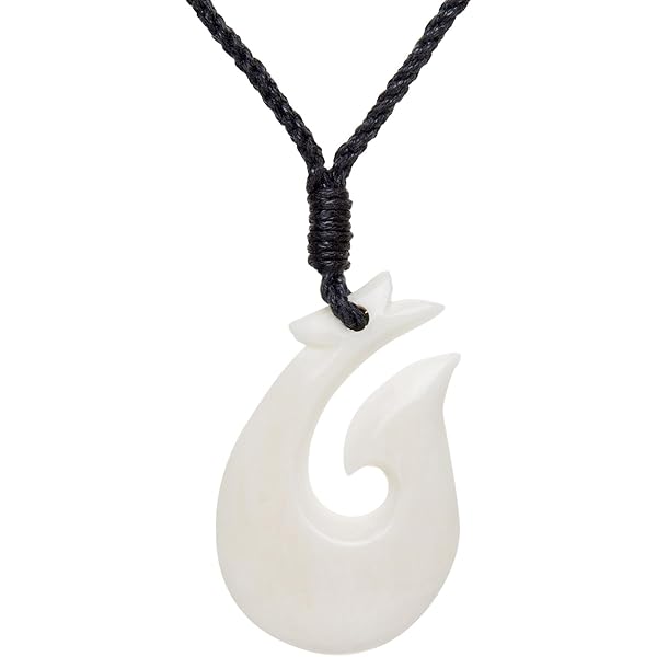 81stgeneration Extra Large Pendentif Pikorua à Quatre Pointes Torsadées En Os Sculpté Avec Coquillage Paua | Accessoires De Surf Pour Hommes | Collier Tribal Fait Main