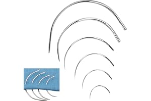 RODISHOMM 12er Pack Gebogene Nähnadel – Stopfnadeln mit großem Öhr, Lederstopfnadeln, Polsternadeln & Perückennadeln, Rundnähnadeln für Leder