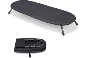 ‎DUWEE Duwee Składana Deska do Prasowania, Mała Deska do Prasowania Stołowa, Kompaktowa Deska do Prasowania, Oszczędzająca Miejsce, Latwa do Przechowywania, Czarna, 32 x 82 cm