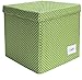 Minene Storage Cube - Green with spots star storage baskets, square storage box, large fabric storage box - great for toy storage, kids storage