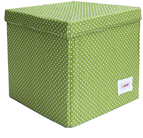 Minene Storage Cube - Green with spots star storage baskets, square storage box, large fabric storage box - great for toy storage, kids storage