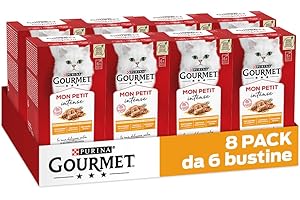Purina Gourmet Mon Petit Intense Cibo Umido per Gatti con Anatra, Pollo e Tacchino, 48 buste da 50g