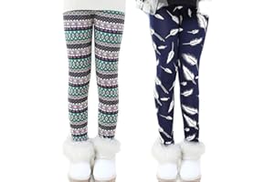 XM-Amigo ciepłe dziewczęce spodnie dziecięce z kwiatowym wzorem i aksamitnymi legginsami (3-11 lat) -2 opakowanie