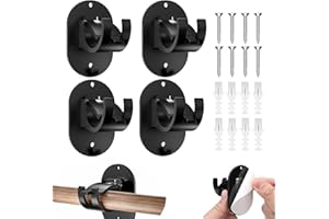 DINGFENG 4 Piezas Soporte Barra Cortina, Soporte para Barra de Cortina Transparente Sin Taladrar Gancho Autoadhesivo Cortina Soporte Cortinas Sin Taladrar para Sala de Estar, Baño, Dormitorio