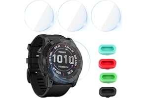 RUMGUG 4 sztuki osłony ekranu do Garmin Epix Gen 2, etui ze szkła hartowanego kompatybilne z Garmin, osłona ekranu odporna na zarysowania 3D pełna osłona HD 4 zatyczki pyłoszczelne silikonowe