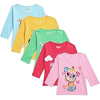 Kuchipoo Girls' Cotton T-Shirt (Multi-Colored, Pack of 5)