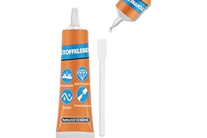 Nayrmaer Stoffkleber, 60ml Textilkleber, Waschmaschinenfest Stoff Kleber für Textil, Baumwolle, Leder, Jeans und mehr