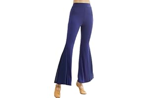 Angcoco Women's Classical Dance Tango Cha Cha Latin Stretch Boot Cut Flared Pants