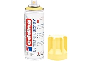 edding 5200 spray permanent - jaune pastel mat - 200 ml - peinture acrylique pour peindre ou décorer verre, métal, bois, céramique, plastique, toile - peinture acrylique en aérosol