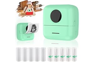 QYCHHJ Mini Pocket Printer Portable Thermal Photo Printer with 10 Rolls Printing Paper for Android or iOS APP, Bluetooth Inkless Printer Labler Maker Gift for Kids, Friends,Work List Printing Notes Lists…
