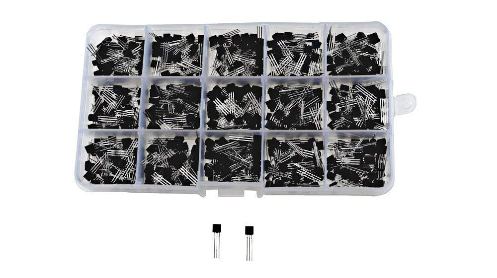 REES52 T0-92 Power Transistor assortment Kit NPN PNP Kit Set Three Pins 15 Values 300PCS (20pcs for each Value) with Clear Plastic Box - Image 3