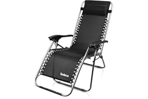 Todeco Chaise Longue Transat Jardin Plein Air, Transat de Plage Pliable, Bain de Soleil avec Repose-tête, d’accoudoirs Réglables, Chaise de Camping en Respirantes Textilène, Noir