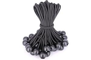 BYZANDQI Gumki napinające z kulką, napinacz plandeki, gumki do namiotu, pętle gumowe do plandek, namiotu, banerów, 10 cm, czarne, 12 szt