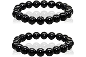 ysister Tobillera De Obsidiana,2 Piezas Pulseras de obsidiana Negra Antihinchazón,Pulsera de obsidiana Negra de Drenaje linfático,para Mujeres y Hombres,Pulsera de Terapia magnética,Tobillera