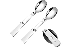TRIFLETOPIA 2PCS Folding Spoons Set - Foldable Travel Spoons - 304 Stainless Steel Spoons - Portable Outdoor Cutlery - Camping Picnic Hiking Use (Silver)
