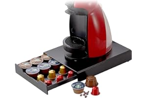 MaxMiuly Dolce Gusto Pod Holder T-Disc Coffee Capsule Holders,Nespresso Pods Drawer Storage Coffee Machine Stand-20 Capsule Capacity,Black