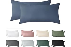 ‎JELLYMONI Jellymoni Kissenbezug 40x60 Baumwolle 2er Set Kissenbezüge Blau Oeko-Tex aus 100% Gewaschene Baumwolle Kopfkissenbezug mit Verstecktem Reißverschluss Weich 2 Stück Kissenhülle für Kissen 40x60cm