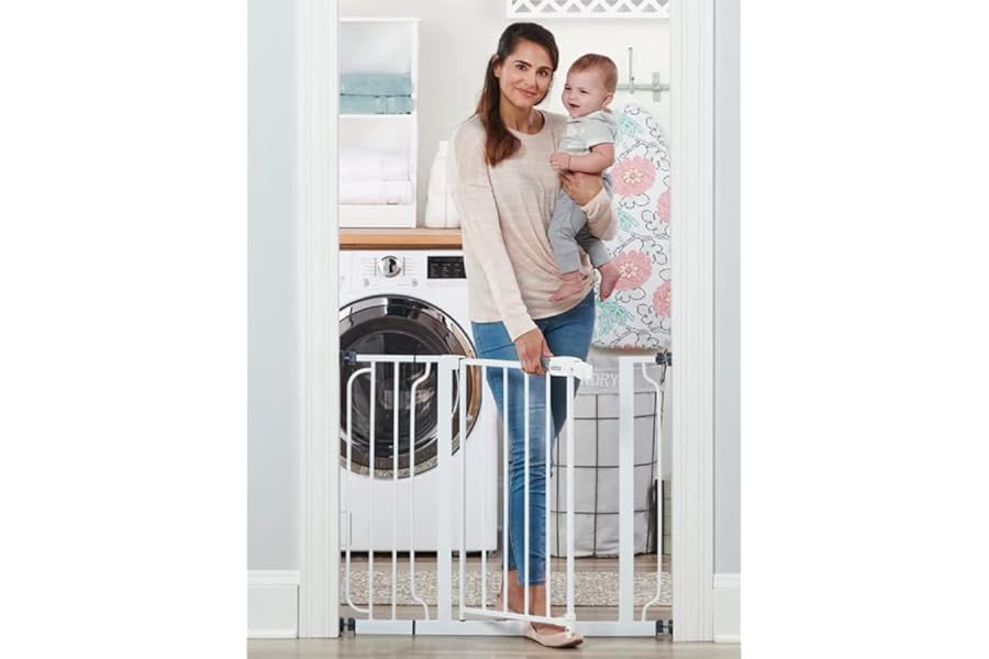 Regalo Easy Step Walk Thru Baby Safety Gate Pressure Mount with Included Extension Kit (15 cm)
