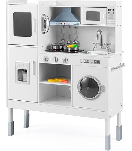 COSTWAY Kinderkeuken met accessoires, hoekspeelkeuken