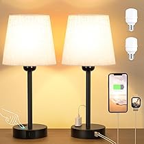 salipt LED Nachttischlampe, 4 Usb-AnschlüSse, Tischlampe Touch Dimmbar, Stufenlo