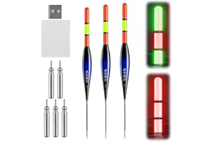 ‎ACAREY ACAREY LED Posen Angeln 3er-Set mit Bissanzeiger für Hohe Wurfweiten, Leuchtend Angelposen Nacht-Angeln 12g/15g/20g, Schwimmer Angeln mit Ladegerät Gravity Sensing Metall Basis, Angelzubehör