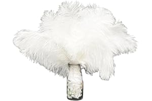 YNR 12Pcs Plumas de Avestruz Blancas 10-12inch(25-30cm),Plumas de Avestruz Naturales Plumas para Centros de Mesa de Boda Decoración del Hogar Jarrón Oficina Habitación Cumpleaños Fiesta Decoración