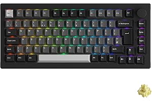 Akko 5075B Plus Mechanical Gaming Keyboard ISO-UK Multi Modes BT5.0/2.4Ghz/Type C, 5 Pin Hot Swappable Gasket Mount PBT Cherry Programmable with A Rotary Knob, Compatible for Win/Mac/IOS/Android