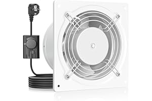 HG Power Abluftventilator 150mm - 525m³/h Badlüfter Leiser mit Rücklaufklappe, Geschwindigkeitsregler, Stecker, 38W Industrieller Wandventilator für Küche Badezimmer Garage Untergeschoss, Weiß