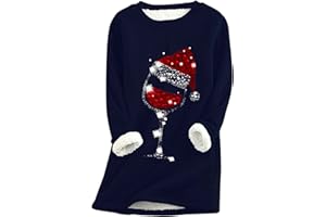 YMING Señorita Camiseta Navideña Cálido Suéter De Manga Larga Jersey De Felpa Sudadera con Cuello Redondo