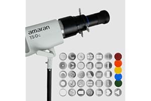 ‎DFCINE Bowens Mount Snoot Spotlight Gobo Projector – 7X Jaśniejsza Projekcja Światła, Zawiera 31 Gobo, 5 Filtrów Kolorowych i 4-Skrzydłowe Wrota – Kompatybilny z Aputure, Godox, Amaran i więcej