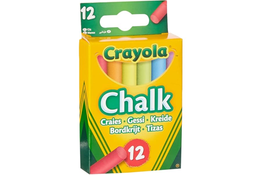 CRAYOLA Anti-Dust Coloured Chalk - Assorted Colours (Pack of 12) | Smooth Texture Makes Writing & Drawing on Blackboards Easy!