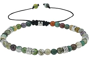 JUZICHEN Damska bransoletka z kamienia naturalnego, Boho Bransoletka z kolorowym kamieniem dla kobiet, bransoletka z koralików do jogi, 16-24 cm bransoletka surfingowa dla kobiet, biżuteria prezent