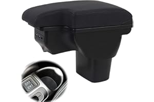 YJYWZH Apoyabrazos Caja Para Nissan Juke ESQ Doble Capa Consolas Central de Almacenamiento con 3 puertos USB Negro (Todo Negro)