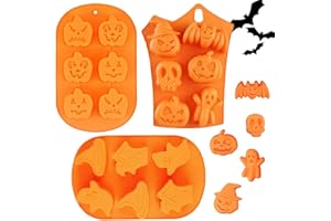 Ambolio Halloween Silicone Moule 3PCS Halloween Moules en Silicone Halloween Moule de Gâteau Citrouille Chauve Souris Gateaux Silicone Moule Fondant Gateau Moule au Chocolat a Gelée