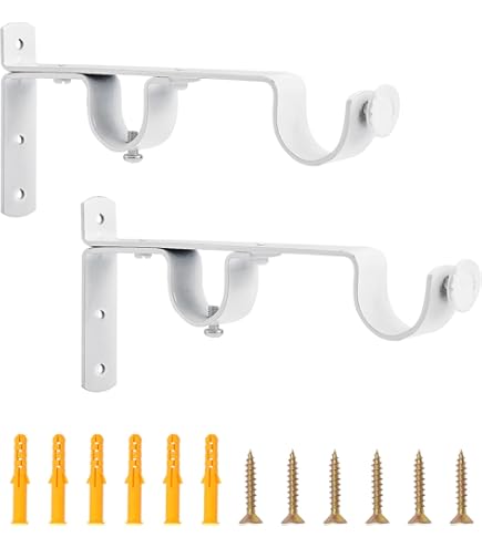 2 Staffe Doppie Regolabili Per Aste - Ferro Bianco E Oro, Per Bastoni 18-20mm, Lunghezza 165-190mm - Foto 6