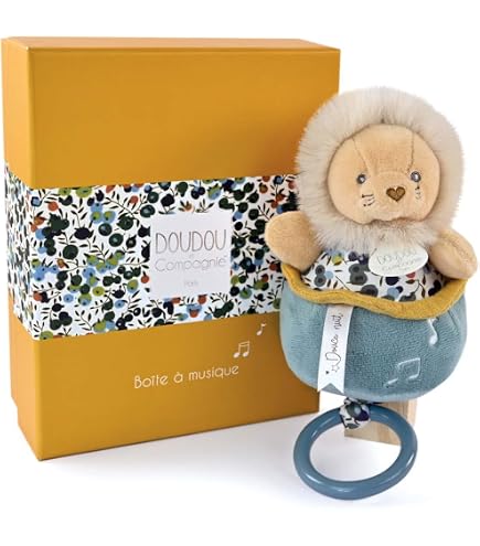 DOUDOU ET COMPAGNIE Lapin Musical Vert Amande – 17 Cm – Boîte à Musique Câline – Cadeau Naissance Avec Boîte Cadeau