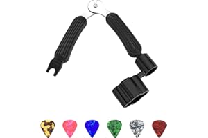 LAITER Chitarra Avvolgitore Taglia Corde Cambiare Corde Tre in Una Funzione e 6 Pezzi Plettro Triangolo Multi-colori (Colori Casuali) Strumenti Chitarra Riparazione
