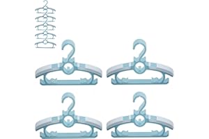 JSF Set de 20 perchas regulables para niños, 28-37 cm, con soporte para pantalones, perchas para ropa infantil, para guardarropa de bebé, ahorro de espacio (azul)