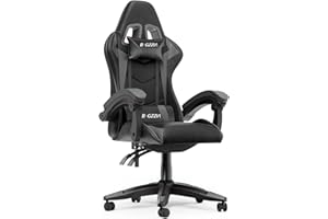 bigzzia Gaming Chair, Ergonomic Video Game Chairs with Pillow and Lumbar Support (Without Heated Cushion, Gray)