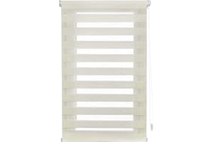 Blindecor Indus SIN HERRAMIENTAS | Estor Enrollable Sin Taladrar de Doble Capa | Color Lino 85 x 220 cm (ancho x largo) | Tamaño de la Tela 82 x 215 cm