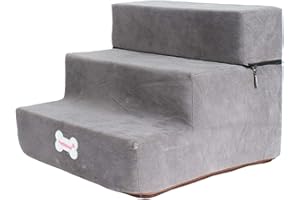 Dualoai Scaletta per Scale per Cani, Spugna Antiscivolo, Giocattoli, Lettino per Vecchi Gatti, Grigio chiaro