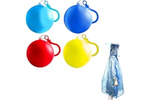 kajkey Ponchos de Pluie Jetables-Ponchos de Pluie Réutilisable Pliable Imperméable Respirant avec Boule de rangement étanche Pour camping, extérieur, voyage,4 couleur(Jaune-Bleu-Bleu Clair-Rouge)