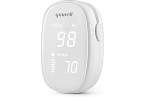 yuwell Saturimetro da Dito Professionale | Ossimetro per Adulti e Bambini | Di Grado Medico, Display LED, Design Anti-luce, Risparmio Energetico, Comodo da Indossare (YX102)