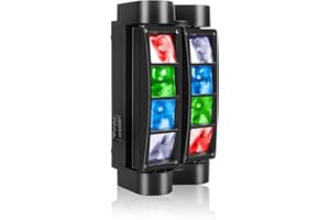 WZYBUTA Moving Head DJ Partylicht 8X10W LED Spider Bühnenlicht RGBW Lichteffekt mit DMX512 Ton Aktiviert für Bar Weihnachten Halloween Party