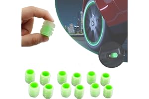 Anshka Cubierta universal fluorescente para neumáticos de rueda de automóvil, válvula de aire con vástago de luz LED, que brilla en la oscuridad para coche, camión, SUV, motocicletas, bicicleta (12